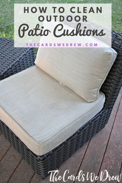 Patio Cushions Diy, Clean Patio Cushions, Cleaning Patio Furniture, Diy Patio Cushions, Patio Furniture Cleaner, Outdoor Chair Cushion Covers, Lawn Furniture Cushions, Outside Cushions, Clean Outdoor Furniture