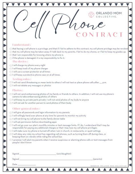 Signing a Cell Phone Contract! {FREE PRINTABLE} Kids Cell Phone Contract, Teen Cell Phone Contract, Kid Contracts, Phone Contract, Cell Phone Contract, Free Family Printables, Kids Cell Phone, Child Phone, Rules For Kids