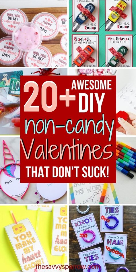 Want to make your own DIY non candy valentines this Valentines Day? Check out these 20+ awesome and cute valentines cards with free printables! From free printable car valentines to free printable crayon valentines, you'll find something your kids will want to pass out for their school valentines here! Valentines To Pass Out At School, Valentines For Kids School Non Candy, Valentines For Kids Classmates, Valentines Kids Class Gifts, Class Valentines For Older Kids, Cute Kids Valentine Ideas Schools, Valentines Gifts For Kids Classmates, Diy Valentines For Students From Teacher, Valentines For Classmates Kindergarten