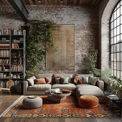 Industrial Scandinavian Interior, Industrial Couch, Boho Industrial Living Room, Industrial Living Room Ideas, Estilo Industrial Chic, Industrial Chic Interior, Industrial Living Room Design, Industrial Scandinavian, Industrial Style Living Room