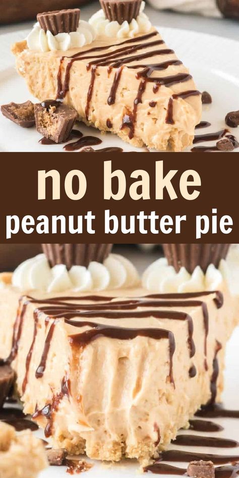 Peanut Butter Mousse Pie No Bake, Christmas Pie Graham Cracker Crust, Graham Cracker Crust Dessert Easy, Easiest Dessert Recipes No Bake, Peanut Butter Cup Pie No Bake, Easy Peanut Butter Pie Recipe, No Bake Pb Pie, Graham Cracker Desserts Easy, Easy Pies With Graham Cracker Crust Simple