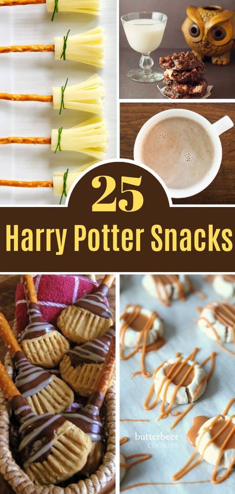 Harry Potter Hors D'oeuvres, Harry Potter Food Inspiration, Easy Harry Potter Desserts, Harry Potter Easy Recipes, Harry Potter Food From Movie, Harry Potter Party Appetizers, Harry Potter Potluck Ideas, Harry Potter Themed Appetizers, Book Themed Food Ideas