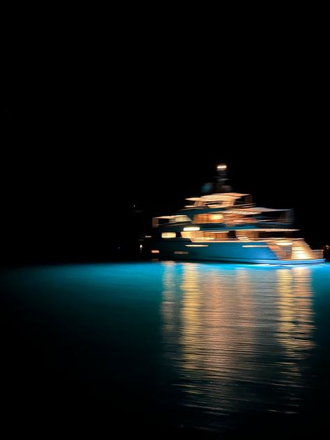 Moving yatch. Night time. Lights. Blurred. Girl Problems, Boat At Night, At Night Aesthetic, Speed Of Light, Speed Boat, Chinese American, Complicated Relationship, Speed Boats, Business Pages