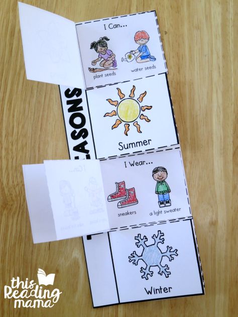 Seasons Flip Book, Seasons Kindergarten, Seasons Lessons, Seasons Preschool, Seasons Worksheets, Preschool Weather, Gratis Printables, Lap Book, Seasons Activities