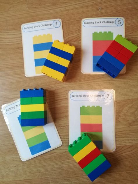 Building Blocks Preschool Activities, Preschool Blocks Activities, Construction Fine Motor Preschool, Fine Motor Construction Activities, Six Bricks Activities, Early Years Construction Ideas, Math Blocks Activities, Six Bricks Lego Activities, Fine Motor Pattern Activities