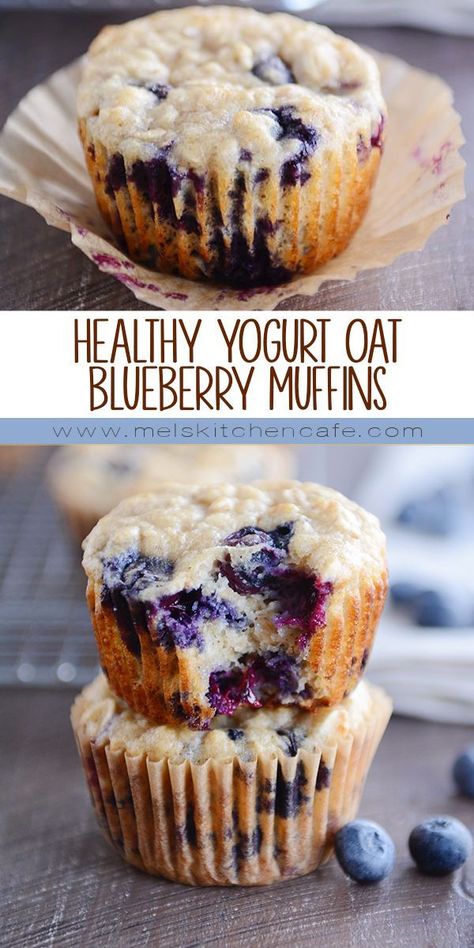 Yogurt Oat Blueberry Muffins, Oat Blueberry Muffins, Resep Muffin, Muffin Allo Yogurt, Glutenfri Baking, Menu Sarapan Sehat, Yogurt Muffins, Healthy Blueberry Muffins, International Desserts