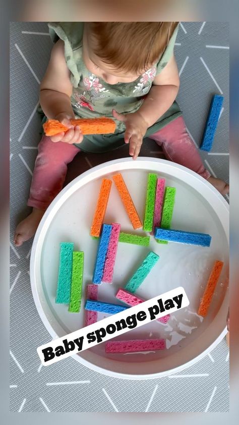 Baby SPONGE water bin! | Baby learning activities, Infant activities, Toddler learning activities Easter Decorations For Kids, Aktiviti Kanak-kanak, Easy Toddler Activities, Baby Sensory Play, Baby Play Activities, Toddler Sensory, Baby Learning Activities, Daycare Activities, Easter Decorations Diy