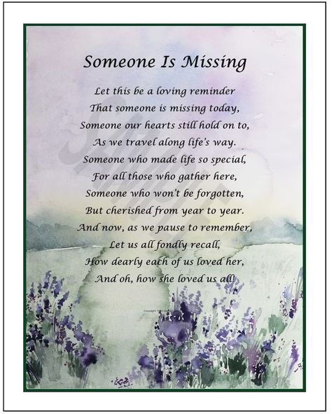 Someone is Missing DIGITAL DOWNLOAD Memorial Poem - Etsy Auntie Funeral Poem, Memorial Words For Mum, Loss Of A Mum, Loss Of Sister Sympathy, Loss Of An Aunt, Poems About Losing A Loved One, Loss Of A Grandmother, Loss Of A Wife, Funeral Program Ideas