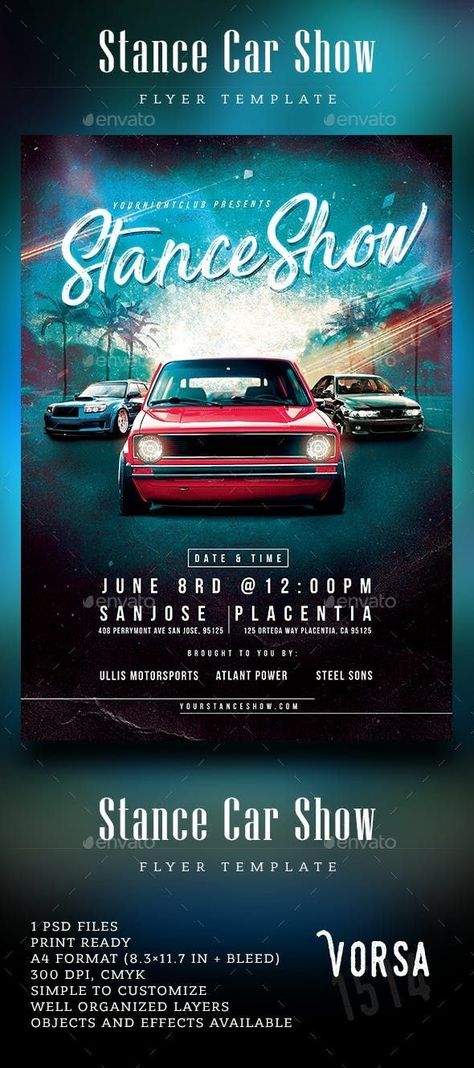 Car Event Poster, Car Flyer Design, Car Show Flyer, Jeep Poster, Flyer Car, Convertible Corvette, Show Flyer, Design Cars, Auto Poster