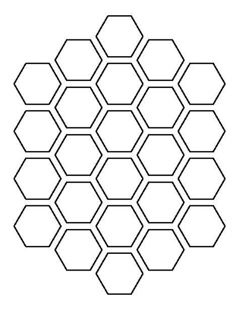 Honeycomb pattern. Use the printable outline for crafts, creating stencils, scrapbooking, and more. Free PDF template to download and print at http://patternuniverse.com/download/honeycomb-pattern/ Honeycomb Tattoo Outline, Pattern Images Design, Printable Bee Hive Template, Cute Template Printable, Bee Stencil Patterns, Honey Bee Template, Honeycomb Tattoo Design Patterns, Beehive Outline, Free Printable Bee Template