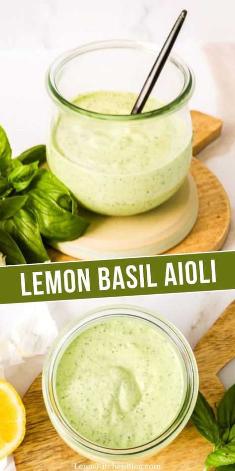 Lemon Basil Aioli, Herb Aoli Recipe, Lemon Basil Recipes, Lemongrass Aioli, Aoli Recipes, Recipes Using Basil, What To Do With Basil, Basil Aioli Recipe, Aioli Recipes