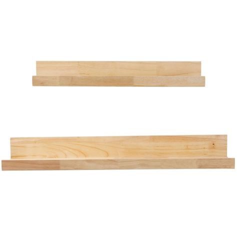 No Drill Shelves, Floating Shelves With Lip, Light Wood Shelves, Staggered Floating Shelves, Shelves With Light, Natural Wood Floating Shelves, Shelves With Lights, Japanese Inspired Bathroom, Shelves With Books