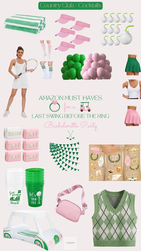 Country Club Bachelorette Party Must-Haves: Discover cute Amazon finds for your Last Swing Before the Ring celebration! From classy decorations to preppy favors and chic country club-inspired goodies, elevate your bash with these adorable essentials. Embrace the elegant theme and create cherished memories with your squad. Party in style and make unforgettable moments at the Last Swing Before the Ring bachelorette extravaganza! Preppy Party Favors, Preppy Bachelorette Party, Country Club Bachelorette, Club Bachelorette Party, Last Swing Before The Ring, Club Bachelorette, Engagement Party Themes, Preppy Party, Elegant Theme