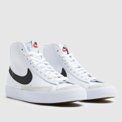 Trendy Nike Shoes For Men, Black Blazers Shoes, Nike Blazers Black And White, Nike Shoes White And Black, Nike High Tops Shoes, Black And White Air Force 1 High Top, Blazers For Women Shoes, Prom Shoes Trainers, Trendy Casual Shoes