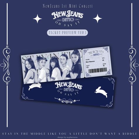 Aesthetic Ticket Design, Newjeans Concert, Concert Ticket Design, Concert Branding, 18th Debut Ideas, Storyboard Drawing, Debut Ideas, Church Media Design, Frame Layout