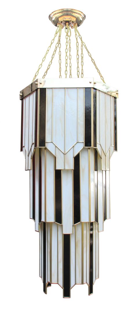 Hand made by Kansa Lighting Ltd, Yorkshire based company commissioned by ITV's Mr Selfridge, Art Deco style pendant for the new series. Hexagonal Art, Art Deco Light Fixtures, Art Deco Ceiling Light, Lampe Art Deco, Art Deco Ceiling, Tiered Chandelier, Art Deco Modern, Art Deco Movement, Art Deco Table