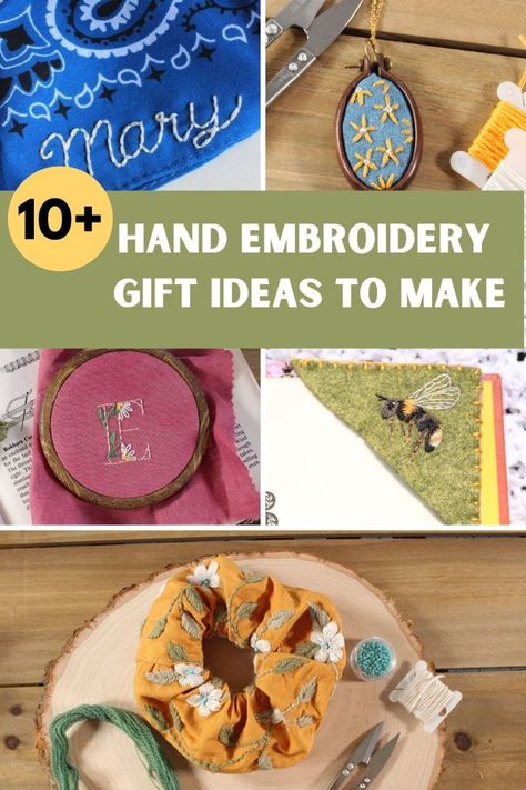 Useful Embroidery Gifts, Diy Christmas Gifts Embroidery, Projects With Embroidery Floss, How To Gift Embroidery, Embroidered Projects Ideas, Handmade Gifts Embroidery, What To Do With Hand Embroidery Projects, Embroidery Uses Ideas, Embroidered Gifts Ideas Diy