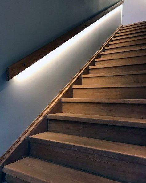 Top 60 Best Staircase Lighting Ideas - Illuminated Steps Stairs Lighting Ideas, Stair Lights Indoor, Staircase Lighting Ideas, Handrail Lighting, Led Stair Lights, Stairs Lighting, Vstupná Hala, Stairway Lighting, Stair Lights