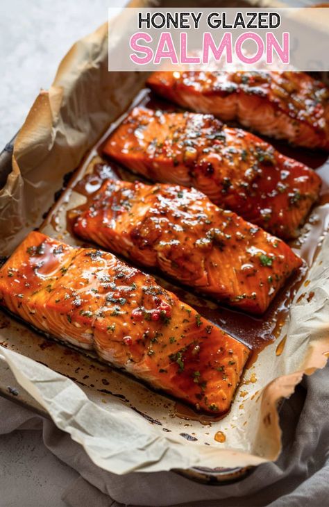 Salmon Recipes Easy Baked, Essen, Blackened Honey Glazed Salmon, Salmon Recipes Baked Honey Garlic, Salmon Glaze Recipes Healthy, Balsamic Honey Salmon, Salmon Dinner Ideas Easy, Honey Salmon Glaze, Asian Grilled Salmon