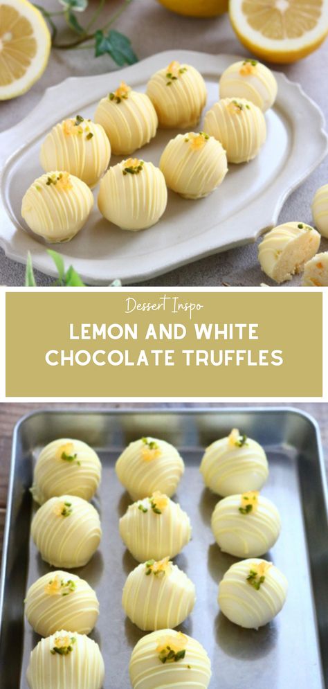 White Chocolate Limoncello Truffles, Lemon Chocolate Truffles, Lemon Truffles Easy, Easy White Chocolate Lemon Truffles, Cake Truffle Recipe, Honey Lavender Truffles, White Chocolate Lemon Truffles Recipe, No Bake Lemon Truffles, Lemon Cake Truffles