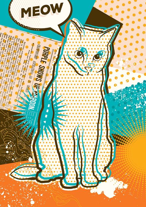 Cat Pop Art, Elder People, Pop Art Marilyn, Images Pop Art, Comic Pop Art, Pop Art Cat, Pop Art Patterns, ポップアート ポスター, Modern Art Design