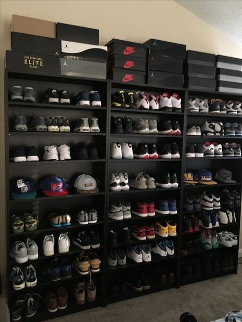 Sneakerhead Bedroom, Sneaker Displays, Sneakerhead Room, Sneaker Closet, Shoe Storage Ideas, Sneaker Storage, Shoe Room, Shoe Storage Rack, Sneaker Collection