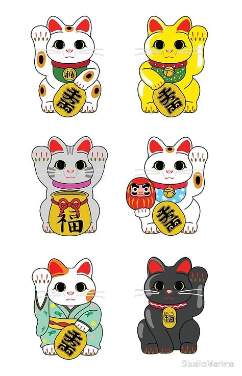 Tattoo Gato, Chinese Lucky Cat, Lucky Cat Tattoo, See Tattoo, Money Cat, Cartoon Cats, Neko Cat, Japanese Cat, Art Japonais