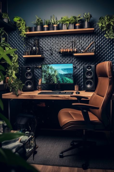 Small Game Rooms, Home Music Rooms, Modern Home Offices, Computer Desk Setup, Home Studio Setup, Interior Design Per La Casa, Music Studio Room, Bedroom Setup, Home Studio Music