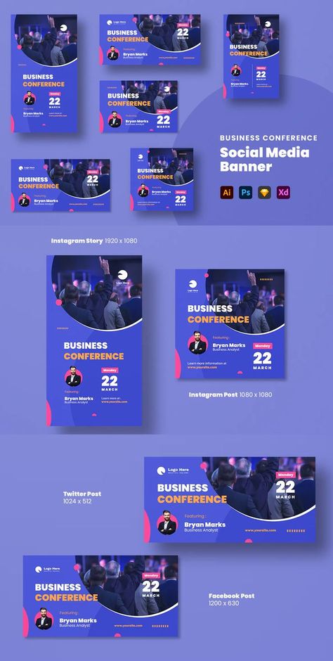 Business Conference Social Media Banner Template AI, PSD Social Media Event Design, Conference Social Media Design, Conference Banner Design, Conference Banner, Social Media Conference, Conference Banners, Business Conference, Social Media Ad, Social Media Banner