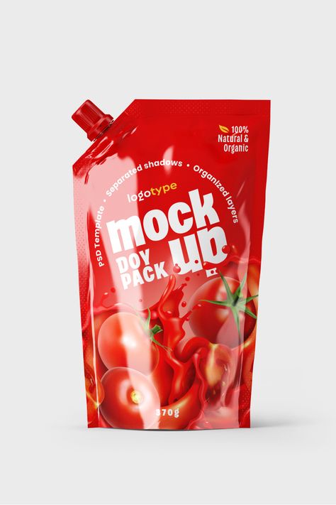 Ketchup Packaging Design, Sauce Packaging Design, Trendy Packaging, Story Logo, Sauce Packaging, Tea Pouch, Cosmetic Branding, Cosmetic Mockup, Ketchup Sauce