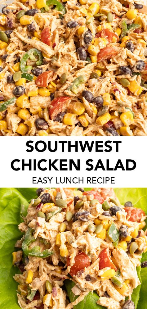 chicken salad on a salad leaf Chicken Recipes Salad, Southwest Chicken Salad Recipe, Chicken Salad Recipe Healthy, Healthy Green Salads, High Protein Meals, Southwest Chicken Salad, Gluten Free Salads, Resep Salad, Southwest Chicken