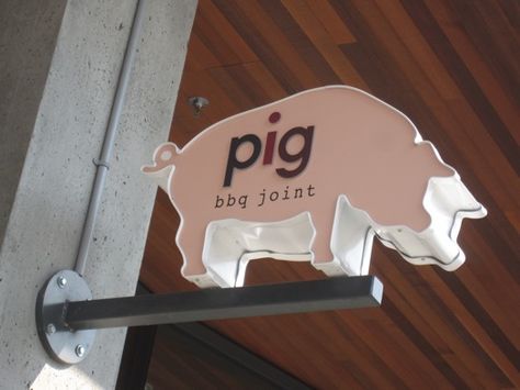 pig. bbq joint. Pig Signs, Pig Restaurant, Roadside America, Logo Development, Bbq Pig, Bbq Signs, Cute Store, Grillin And Chillin, Bar B Que