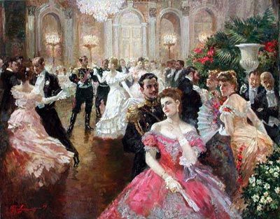 A ball where Lance worships Lucinda from afar. Royal Paintings, Victorian Ballroom, Victorian Paintings, Romantic Period, Russian Painting, People Dancing, Tableau Art, Victorian Art, Dance Art