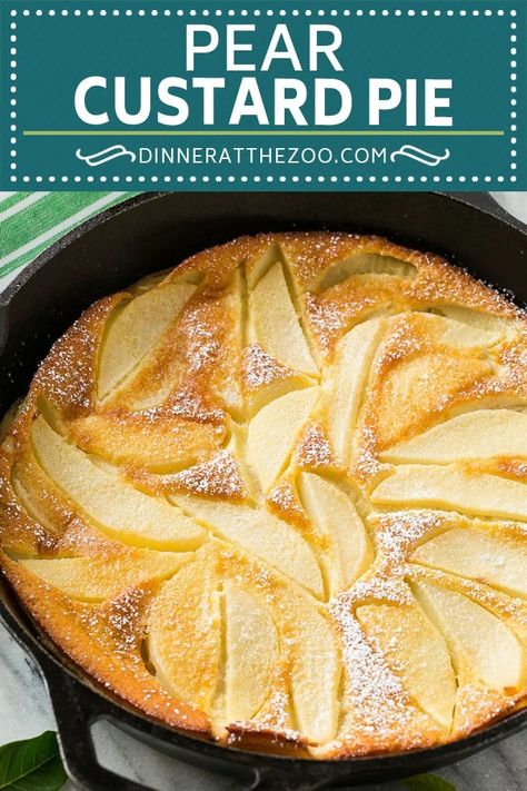 Pear Custard Pie Recipe, Pear Custard, Pear Recipes Easy, Pear Cake Recipes, Pear Dessert Recipes, Custard Pie Recipe, Pear Pie, Pear Dessert, Baked Pears