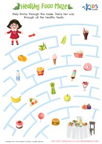 Healthy Food Maze Printable Healthy Food Worksheets For Preschool, Healthy Food Drawing For Kids, Healthy Food Preschool, Healthy Food Worksheets For Kids, Healthy Food Activities For Kids, Food Worksheets For Kids, Healthy Food Activities For Preschool, Healthy Habits Preschool, Maze Printable