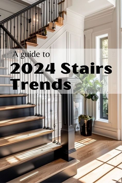 Staircases are tricky spaces with the mix of railings, posts and the staircase. Read this for all the considerations of a stairway Flooring And Stairs Ideas, Update Staircase Banisters, Modern Rails For Stairs, Spiral Staircase Makeover, Beautiful Stairs Design, Interior Stairs Railing Ideas, Traditional Staircase Ideas, Open Riser Stairs Makeover, Staining Stair Rail