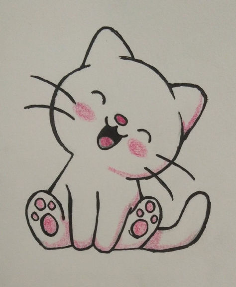 Cat Cute Drawing Easy, Mini Cute Drawings Aesthetic, Easy Cute Mini Drawings Love, Drawing Of Cats Easy, Cute Cat Doodles Aesthetic, Cute Mini Drawings Aesthetic, Easy Drawings Of Cats, Cute Sketches Aesthetic Easy Drawing, Mini Drawings Aesthetic