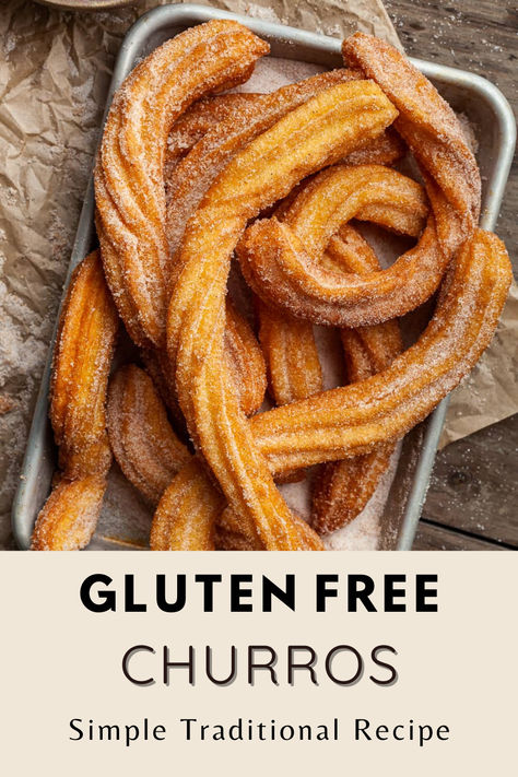 Gluten Free Churros are a classic, loved for their crispy, sugary exterior and soft, tender interior. Serve with homemade chocolate sauce for a special treat. Perfect for Cinco de Mayo Gluten Free Churros, Nutella Muffin, Muffins Blueberry, Morning Glory Muffins, Gluten Free Pastry, Churros Recipe, Donut Muffins, Gluten Free Deserts, Gluten Free Recipies