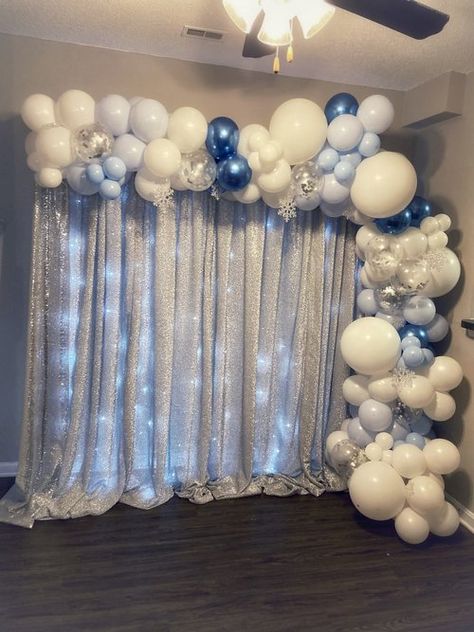 Winter Wonderland Party For Adults, Winter And Wonderland Theme, Winter In Wonderland Decorations, Winter Ball Theme Party, Winter Dance Backdrop, Winter Formal Backdrop Ideas, Winter Ball Sweet 16, Winter Formal Backdrop, Christmas Themed Sweet 16