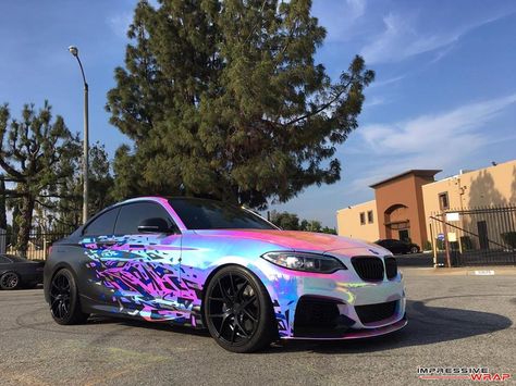 BMW M235i Rainbow Chrome 4 175x175 Car Wraps Ideas, Car Wrap Design Ideas, Car Wrap Ideas, Cool Car Wraps, Rainbow Chrome, Bmw M235i, Carros Bmw, Aventador Lamborghini, Car Paint Jobs