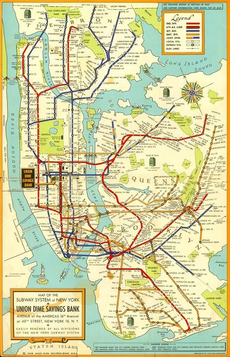 Amazon.com: 1948 New York City Subway Map Mta Manhattan Brooklyn Art Deco Vintage - Various Sizes Reprint: Posters & Prints Subway Map Art, Map Of New York City, Nyc Subway Map, Maps Aesthetic, Ny Subway, Subway System, Nyc Map, System Map, New York City Subway