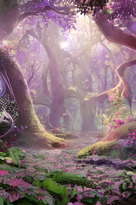 Design features a digital art image of a mystical forest. Forest Magical, Fairy Tale Forest, Magic Land, Images Background, Mystical Forest, Kunst Inspiration, Forest Theme, Magic Forest, Fantasy Forest