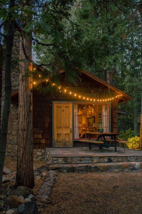 Magical Cabin In The Woods, Apollo's Cabin, Small Cabin In The Woods, Cozy Cabin In The Woods, Rainbow Lights, Cabin Aesthetic, Little Cabin In The Woods, Dream Cabin, Cozy Cabins