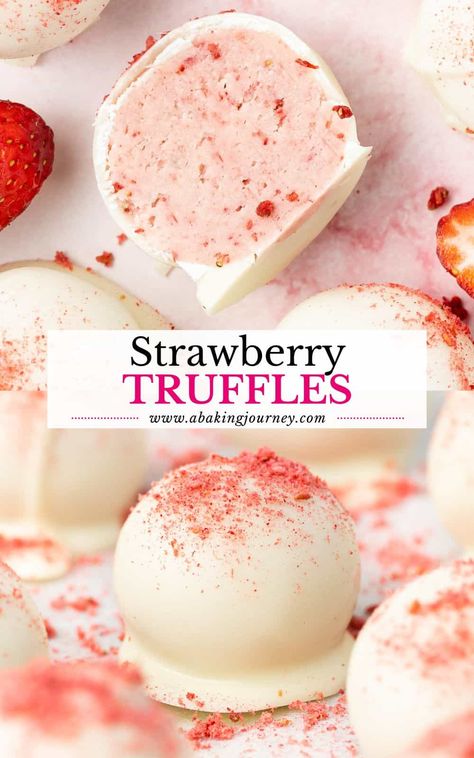 Strawberry Filled Chocolates, Valentine Oreo Truffles, Strawberry Truffle Cake, Easy Bonbon Recipe, Strawberry Chocolate Truffles, Oreo Truffles Valentines Day, Valentine Truffles Simple, Valentine's Candy Ideas, Simple Truffle Recipe