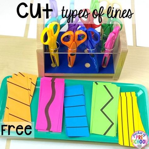 Easy Centers For Preschool, Activity Bags For Preschoolers, Centers Ideas For Preschool, Lines Kindergarten Activities, Adding Activities Preschool, Indoor Activities For Kindergarteners, Friend Art Preschool, Scissor Anchor Chart Kindergarten, Montessori Activities Kindergarten