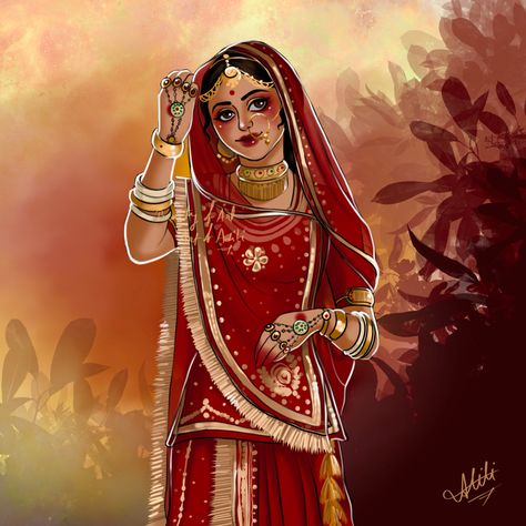 Rajasthani Women, Pop Art Comic Girl, Indian Culture And Tradition, Rajasthani Painting, Watercolor Art Face, Rajasthani Art, Indian Women Painting, Marriage Dress, Beautiful Art Paintings