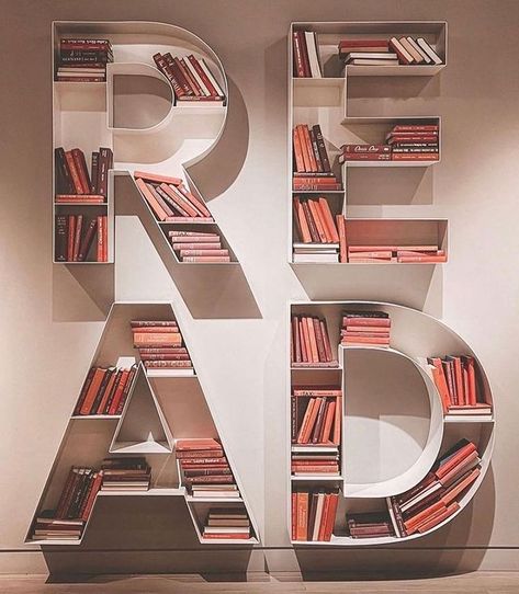 Product.Only on Instagram: “Read Bookshelf by Indigo⁣ •⁣ Photography by @thebookorder⁣ •⁣ •⁣ •#Product_Only #architecture #architect #design #interior #render #product…” Unique Bookcase, Unique Bookshelves, Creative Bookshelves, Home Library Design, Bookshelf Design, Wall Shelves Design, Wall Bookshelves, Shelf Design, Home Room Design