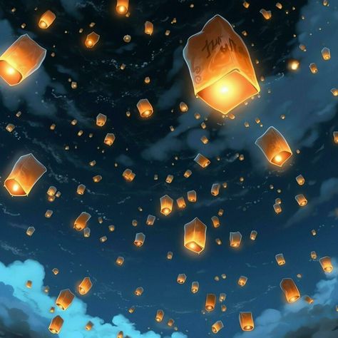 Flying lanterns in the night sky during the diwali festival india, yee peng or midautumn day in china concept by AI Generated Chinese Sky Lanterns, Flying Lanterns, Flying Lantern, Sky Lanterns, Lantern Festival, Tree Saw, Diwali Festival, Wedding People, Cityscape Photos