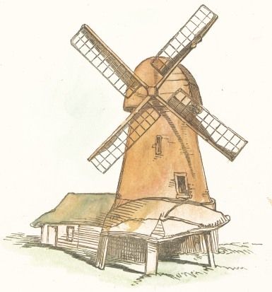 Wind Mill Drawing    Vintage book illustration of a wind mill. Croquis, Wind Mill Illustration, Wind Mill Drawing, Mill Drawing, Windmill Drawing, Crystals Book, Vintage Book Illustration, Voxel Art, Wind Mill