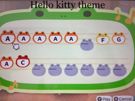 Cute Island Tunes Animal Crossing, Animal Crossing Island Music, Melanie Martinez Animal Crossing Tune, Acnh Island Tunes Cute, Animal Crossing Hello Kitty Design, Animal Crossing Music Notes, Animal Crossing Tune Ideas, Animal Crossing Island Tune Ideas, Island Tune Ideas Animal Crossing